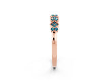 Rose gold Pavé Cushion Blue Topaz Cluster Eternity Band with Prong Setting_20