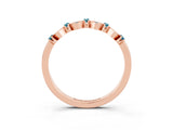 Rose gold Pavé Cushion Blue Topaz Cluster Eternity Band with Prong Setting_21