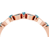 Rose gold Pavé Cushion Blue Topaz Cluster Eternity Band with Prong Setting_22