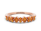 Rose gold Pavé Cushion Citrine Cluster Eternity Band with Prong Setting_18