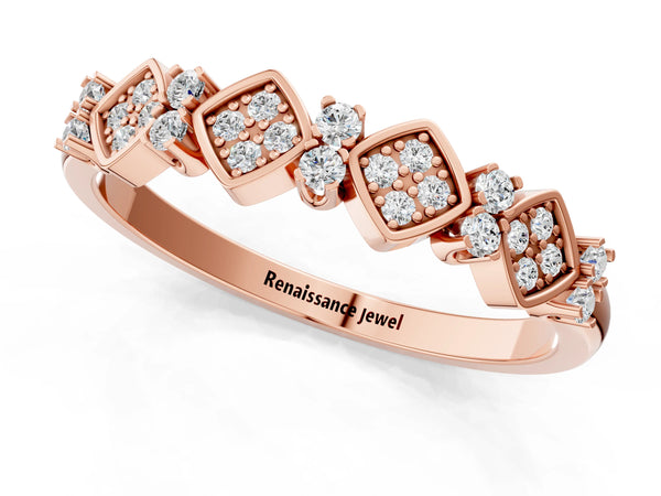 Rose gold Pavé Cushion Diamond Cluster Eternity Band with Prong Setting