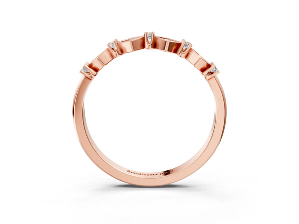Rose gold Pavé Cushion Diamond Cluster Eternity Band with Prong Setting