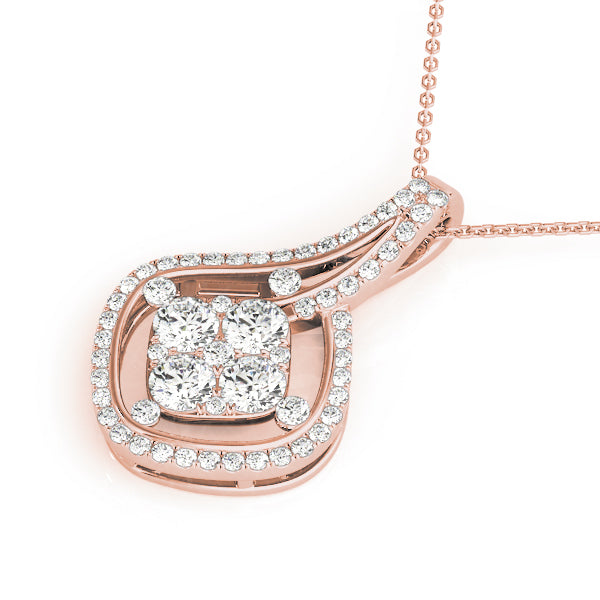 Rose gold Pavé Cushion Diamond Cluster Pendant