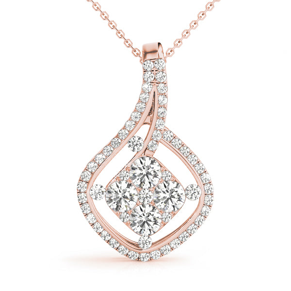 Rose gold Pavé Cushion Diamond Cluster Pendant