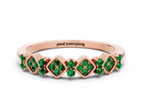 Rose gold Pavé Cushion Emerald Cluster Eternity Band with Prong Setting_18