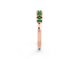 Rose gold Pavé Cushion Emerald Cluster Eternity Band with Prong Setting_20