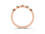 Rose gold Pavé Cushion Emerald Cluster Eternity Band with Prong Setting_21