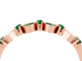 Rose gold Pavé Cushion Emerald Cluster Eternity Band with Prong Setting_22