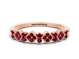 Rose gold Pavé Cushion Garnet Cluster Eternity Band with Prong Setting_18
