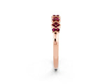 Rose gold Pavé Cushion Garnet Cluster Eternity Band with Prong Setting_20