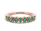 Rose gold Pavé Cushion Green Sapphire Cluster Eternity Band with Prong Setting_18