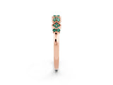 Rose gold Pavé Cushion Green Sapphire Cluster Eternity Band with Prong Setting_20