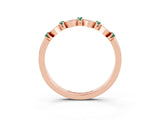 Rose gold Pavé Cushion Green Sapphire Cluster Eternity Band with Prong Setting_21
