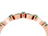 Rose gold Pavé Cushion Green Sapphire Cluster Eternity Band with Prong Setting_22