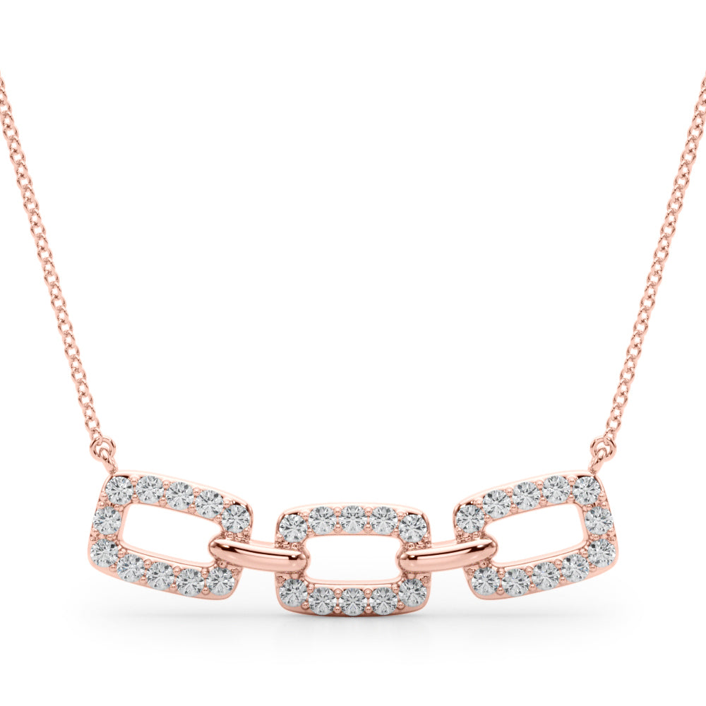 Rose gold Pavé Cushion Link Pendant with Shared Prong Setting