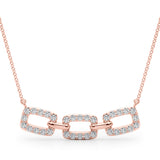 Rose gold Pavé Cushion Link Pendant with Shared Prong Setting