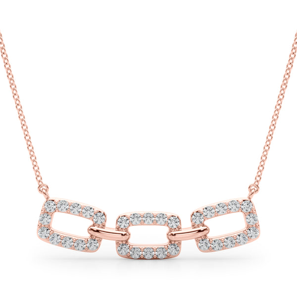 Rose gold Pavé Cushion Link Pendant with Shared Prong Setting