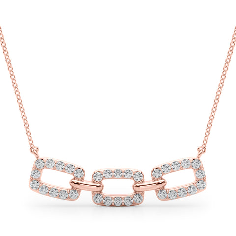 Rose gold Pavé Cushion Link Pendant with Shared Prong Setting