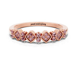 Rose gold Pavé Cushion Morganite Cluster Eternity Band with Prong Setting_18