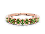 Rose gold Pavé Cushion Peridot Cluster Eternity Band with Prong Setting_18