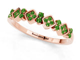 Rose gold Pavé Cushion Peridot Cluster Eternity Band with Prong Setting_19