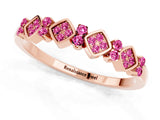 Rose gold Pavé Cushion Pink Sapphire Cluster Eternity Band with Prong Setting_19
