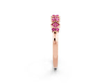 Rose gold Pavé Cushion Pink Sapphire Cluster Eternity Band with Prong Setting_20