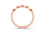Rose gold Pavé Cushion Pink Sapphire Cluster Eternity Band with Prong Setting_21