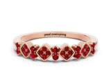 Rose gold Pavé Cushion Ruby Cluster Eternity Band with Prong Setting_18
