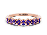 Rose gold Pavé Cushion Tanzanite Cluster Eternity Band with Prong Setting_18