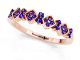 Rose gold Pavé Cushion Tanzanite Cluster Eternity Band with Prong Setting_19