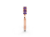 Rose gold Pavé Cushion Tanzanite Cluster Eternity Band with Prong Setting_20