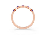 Rose gold Pavé Cushion Tanzanite Cluster Eternity Band with Prong Setting_21