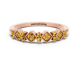 Rose gold Pavé Cushion Yellow Sapphire Cluster Eternity Band with Prong Setting_18
