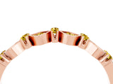 Rose gold Pavé Cushion Yellow Sapphire Cluster Eternity Band with Prong Setting_22