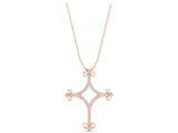 Rose gold Pavé Diamond Cushion Cross Pendant with Fleur-de-Lis Prongs_30