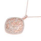 Rose gold Pavé Diamond Floral Filigree Pendant 1