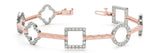 Rose gold Pavé Diamond Geometric Link Bracelet with Twisted Rope Band and Four-Prong Setting