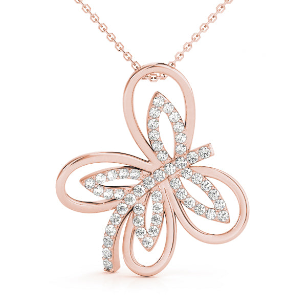 Rose gold Pavé Diamond Marquise Butterfly Pendant