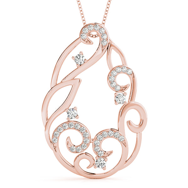 Rose gold Pavé Diamond Round Pendant with Four-Prong Setting