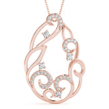 Rose gold Pavé Diamond Round Pendant with Four-Prong Setting