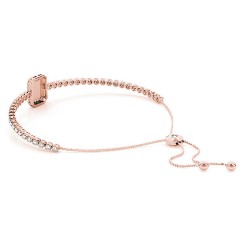 Rose gold Pavé Diamond Square Halo Adjustable Tennis Bracelet 1