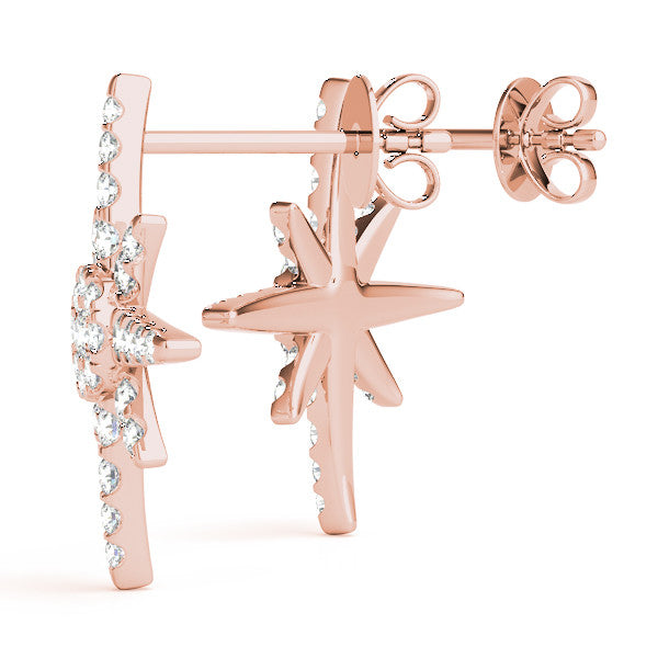 Rose gold Pavé Diamond Starburst Stud Earrings 1