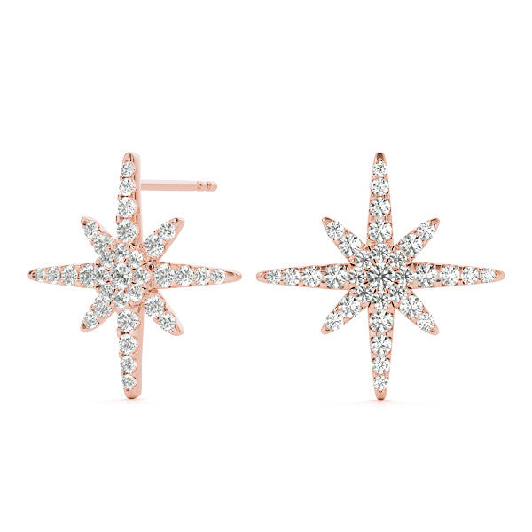 Rose gold Pavé Diamond Starburst Stud Earrings 2