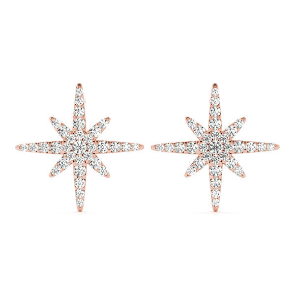 Rose gold Pavé Diamond Starburst Stud Earrings