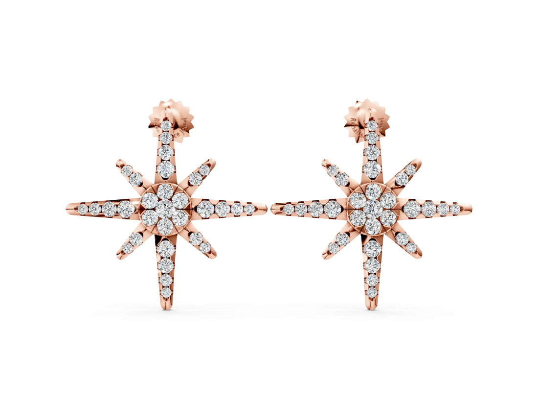Rose gold Pavé Diamond Starburst Stud Earrings_14
