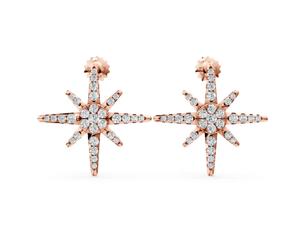 Rose gold Pavé Diamond Starburst Stud Earrings