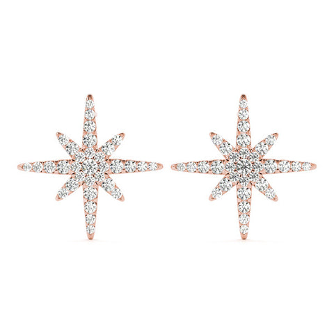 Rose gold Pavé Diamond Starburst Stud Earrings