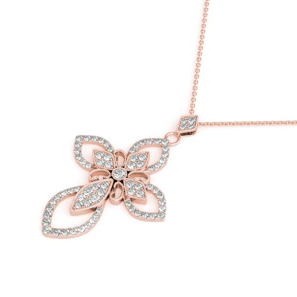 Rose gold Pavé Marquise Diamond Cross Pendant 1