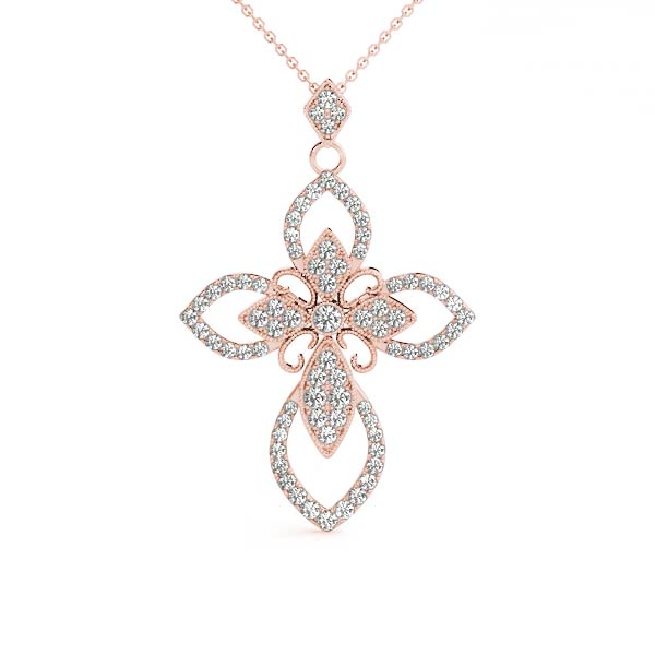 Rose gold Pavé Marquise Diamond Cross Pendant